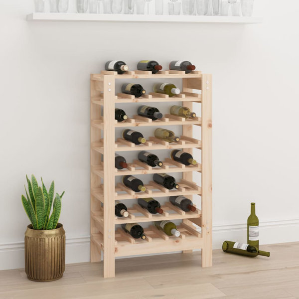 Brayden Studio Tharon 40 Bottle Solid Wood Floor Wine Bottle Rack